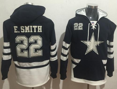 Nike Cowboys #22 Emmitt Smith Navy Blue/White Name & Number Pullover NFL Hoodie